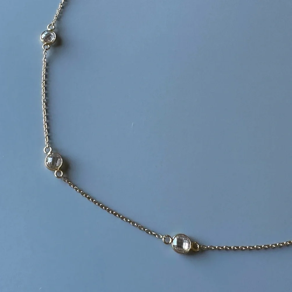 14k Gold Vermeil 3 Crystal Stations Necklace